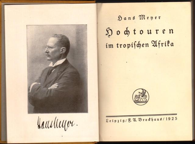 04. 1925 - Hochtouren im tropischen Afrika, Hans Meyer, Verlag F.A. Brockhaus, Leipzig,<br><b>Die Deckseite</b>