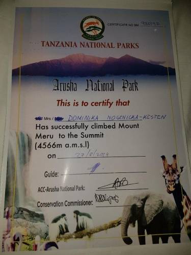 Zertifikat Mt. Meru