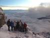 <small><b>Bilder von der Rongai Route aus dem Kilimanjaro-Gipfelbuch-Eintrag-Nr.: 167</b><br>Eintrag-Titel : Gipfelsieg im Februar 2005 von Dr. Hartmut Parthe vom 2006-06-29 13:47:00<br><b>Bild-Beschreibung : Bergcrew bei Sonnenaufgang</b></small>