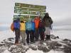 <small><b>Bilder von der Lemosho Route aus dem Kilimanjaro-Gipfelbuch-Eintrag-Nr.: 327</b><br>Eintrag-Titel : Besteigung mit Hindernissen von Michael Hartwig vom 2014-02-13 15:33:06<br><b>Bild-Beschreibung : Gruppe am Uhuru Peak</b></small>