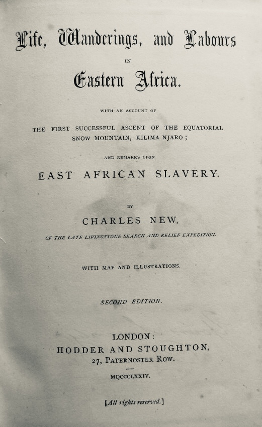 1872 - Charles New - Life, Wanderings and Labours in Eastern Africa - Deckseite