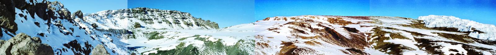 25.12.1981 - Am Gillmans Point ( 5.681 m.a.S.L. ) mit Blick nach Westen ( Kibo-Kaldera) von Süden (Uhuru Peak) nach Norden (Stufengletscher) - © Jörg Schnyder [3]