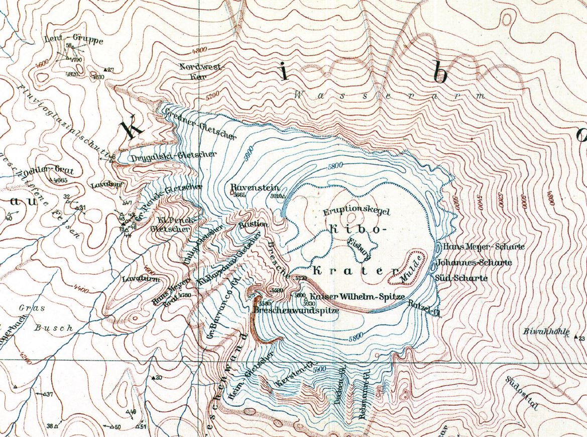 Kilimanjar-Karte von Dr. Fritz Kluthe aus dem Jahr 1912