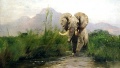 Wilhelm Kuhnert (1865-1926) Elefant im Angriff vor dem Kilimandjaro 800px.jpg